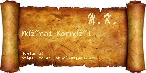 Mérai Kornél névjegykártya